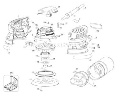 Page A Diagram and Parts List for 394 Type 1 Porter Cable Sander Polisher